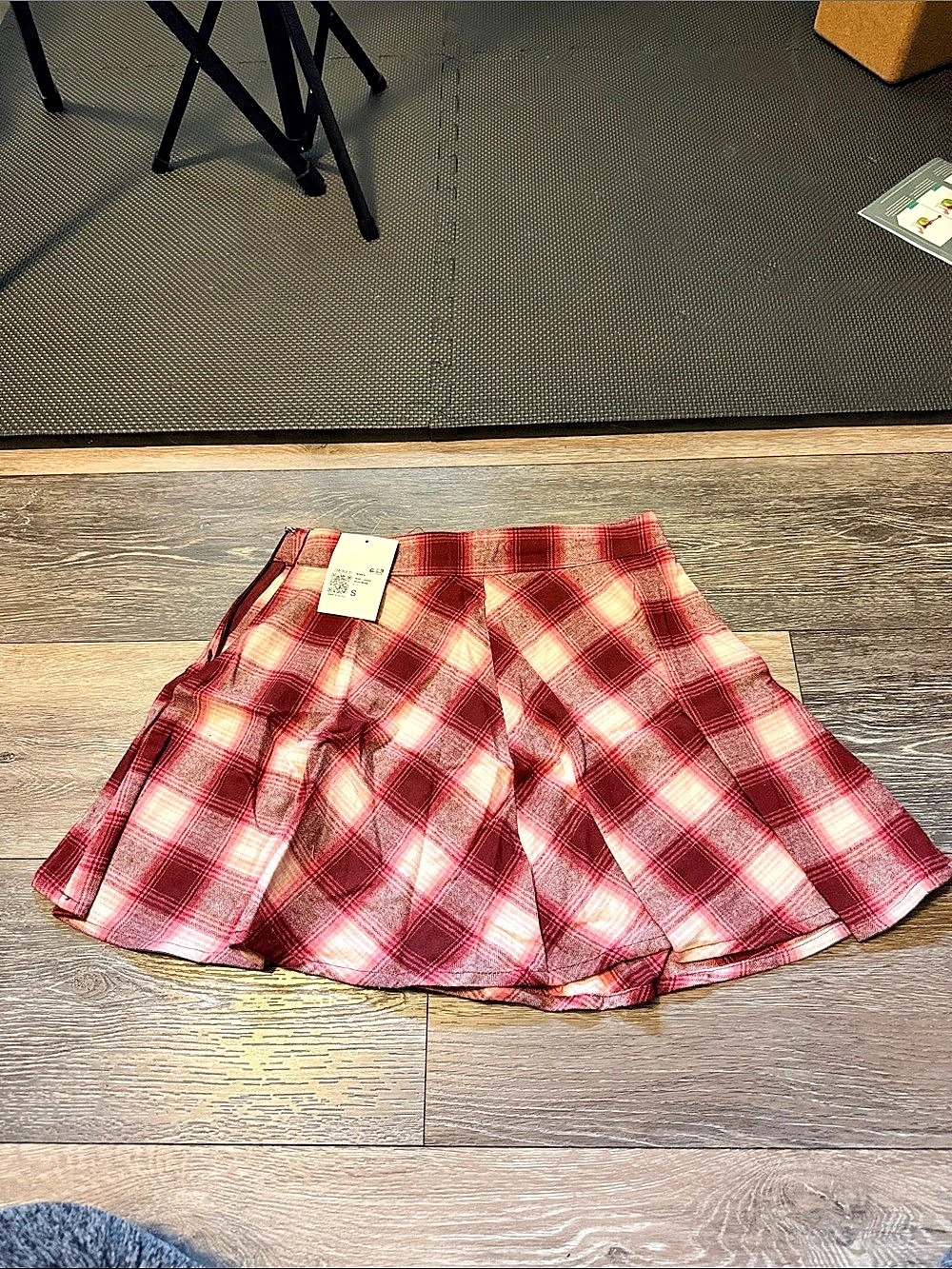 Plaid Mini Skirt in Red & White